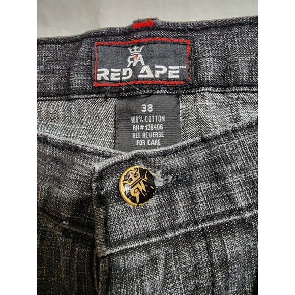 Red Ape Mens Jeans Size 38x31 Diamond Patchwork Pockets Cotton Blend (40x31) - Picture 3 of 16